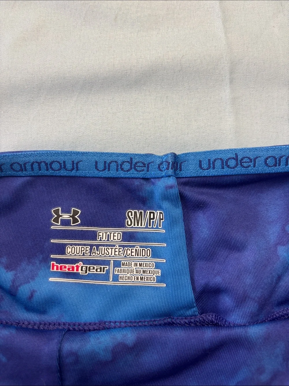 Under Armour Purple Women's Bike Shorts with Blue Patterned Waistband